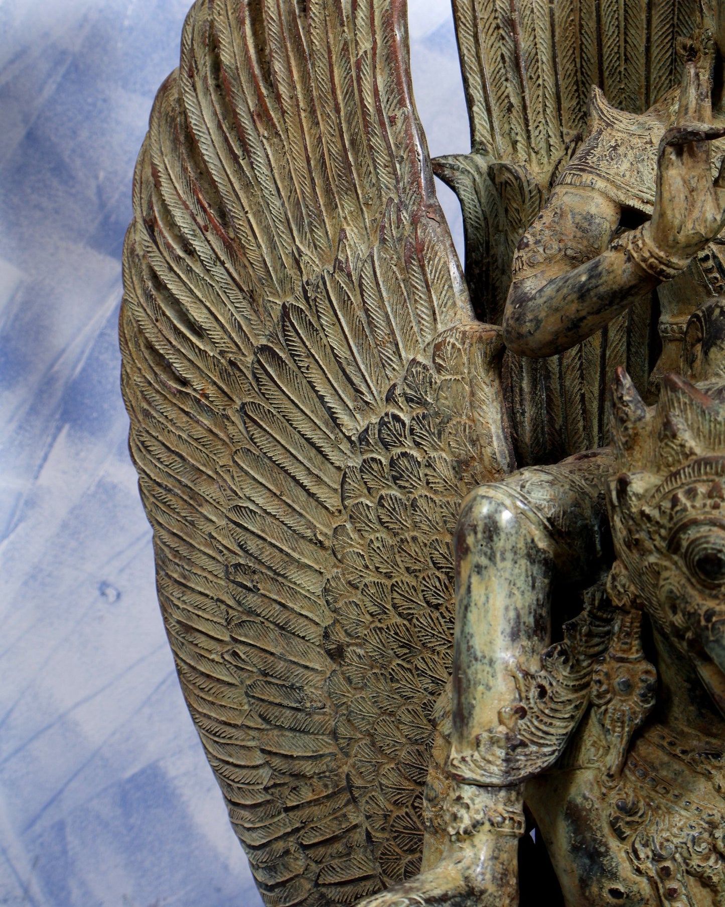 Large Balinese Bronze Lord Vishnu Seated on Garuda Sculpture – Handcrafted Masterpiece 40 inch - Budhshiv.com