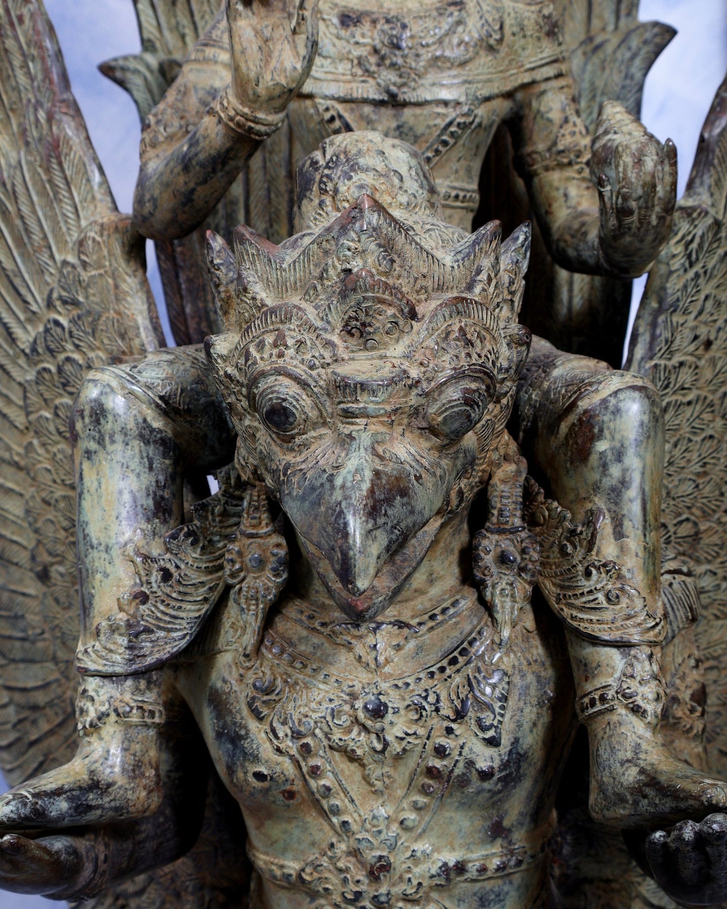 Large Balinese Bronze Lord Vishnu Seated on Garuda Sculpture – Handcrafted Masterpiece 40 inch - Budhshiv.com