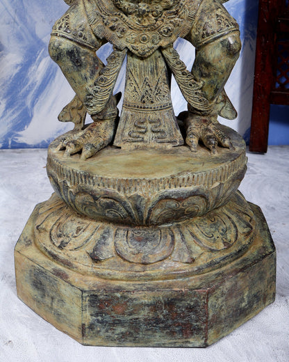 Large Balinese Bronze Lord Vishnu Seated on Garuda Sculpture – Handcrafted Masterpiece 40 inch - Budhshiv.com