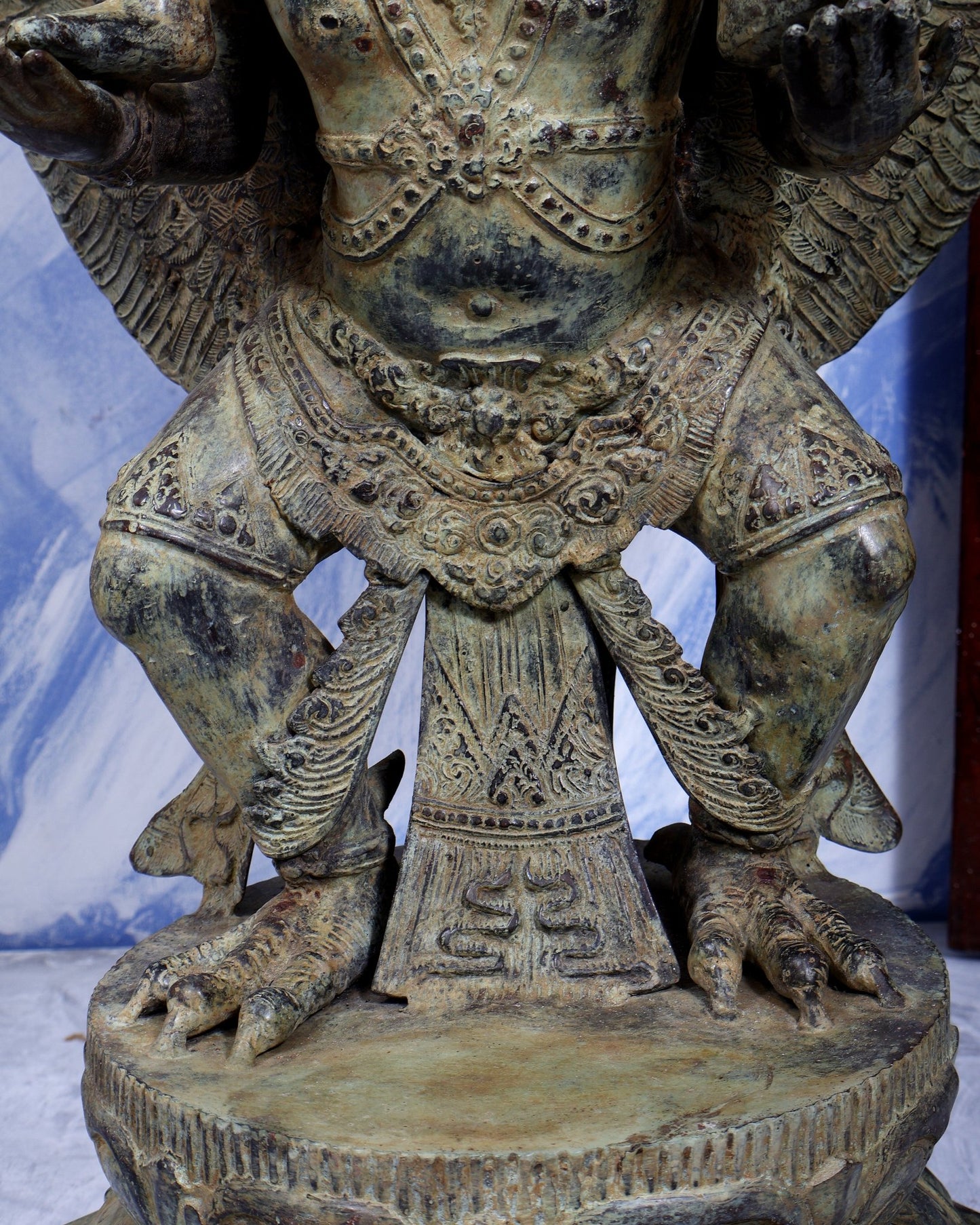 Large Balinese Bronze Lord Vishnu Seated on Garuda Sculpture – Handcrafted Masterpiece 40 inch - Budhshiv.com