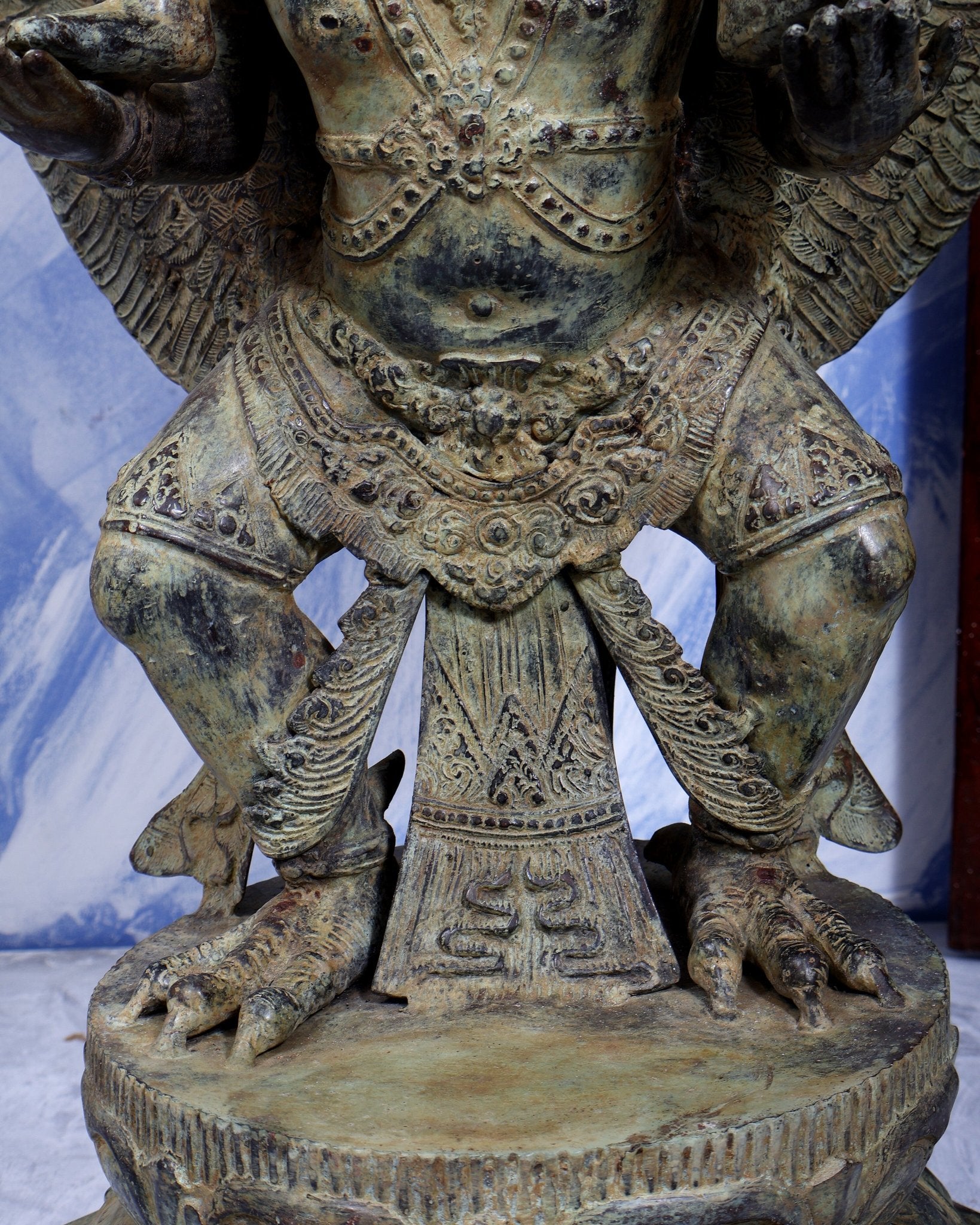 Large Balinese Bronze Lord Vishnu Seated on Garuda Sculpture – Handcrafted Masterpiece 40 inch - Budhshiv.com