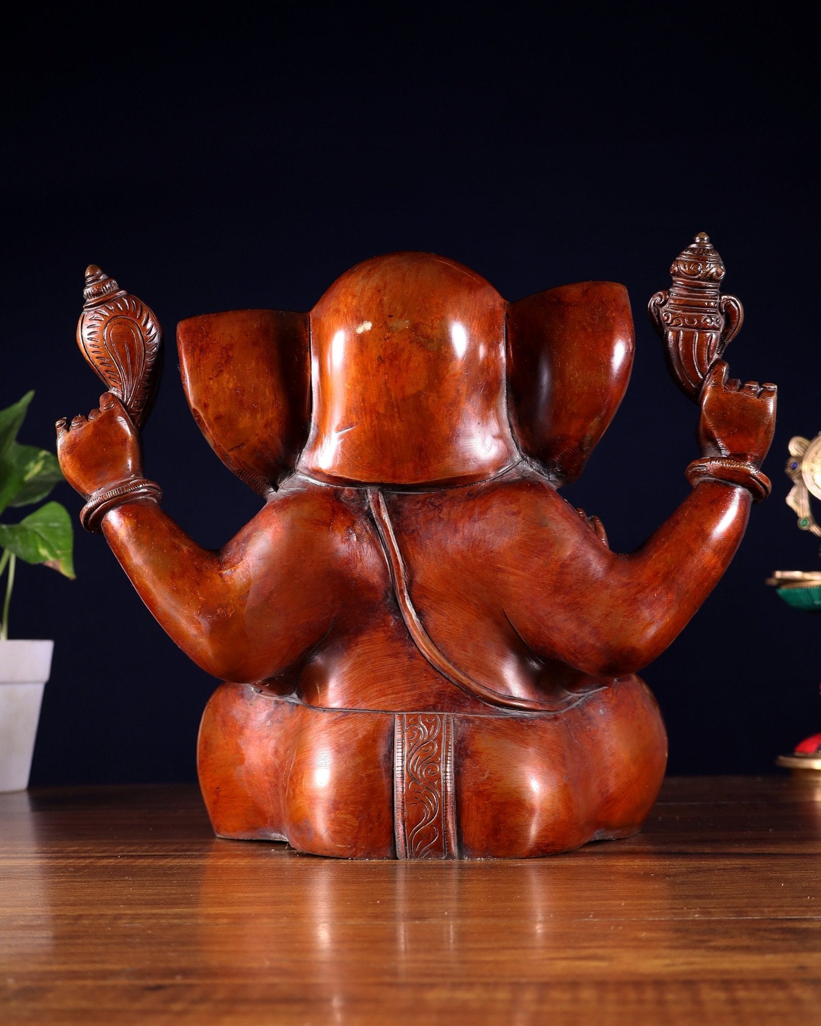 Large Brass Appu Ganesha Statue - 11 Inch dual tone - Budhshiv.com