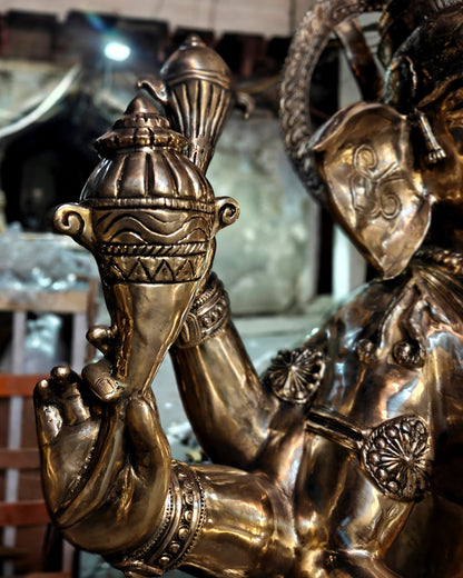 Large Brass Dancing Ganesha Nritya Ganapati Statue massive 82 inch/ 7 feet sculpture - Budhshiv.com