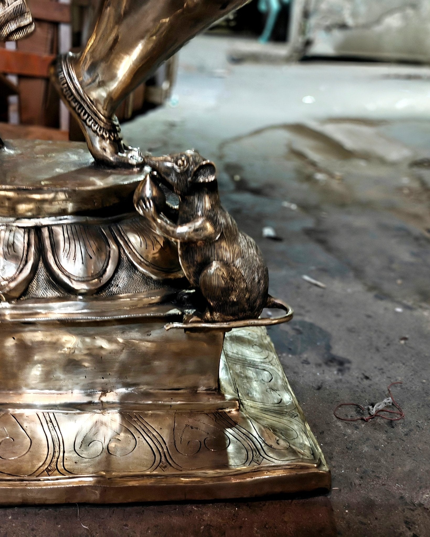 Large Brass Dancing Ganesha Nritya Ganapati Statue massive 82 inch/ 7 feet sculpture - Budhshiv.com