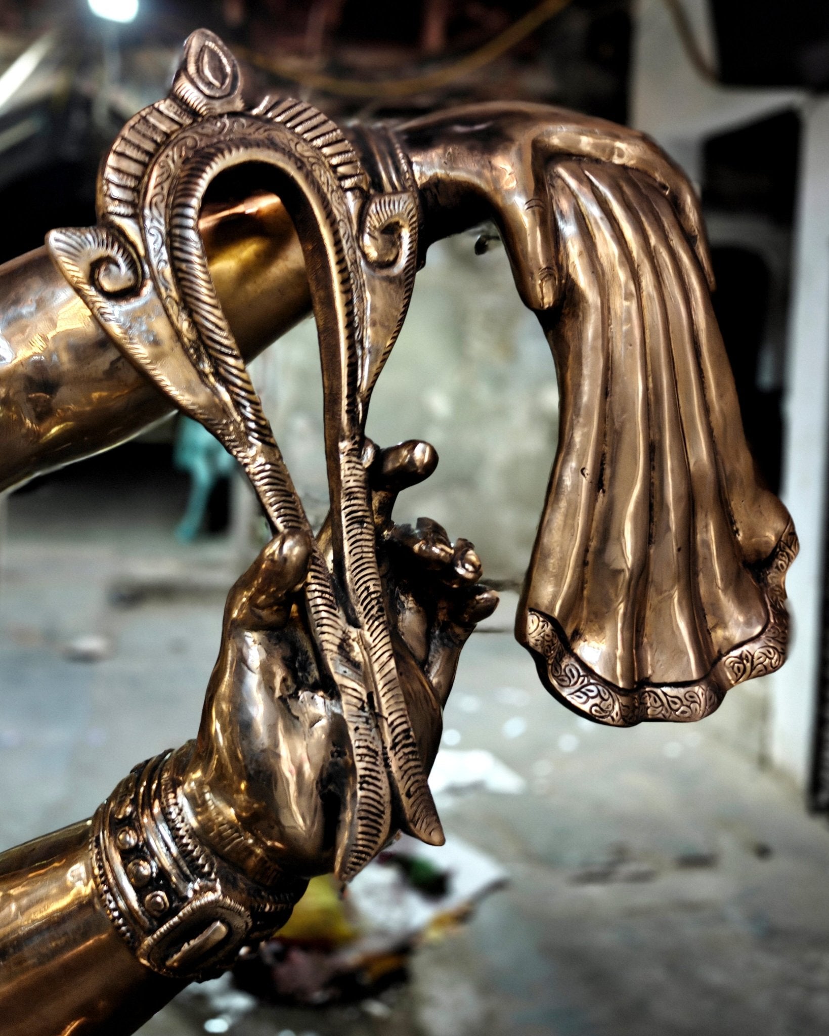 Large Brass Dancing Ganesha Nritya Ganapati Statue massive 82 inch/ 7 feet sculpture - Budhshiv.com
