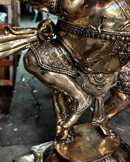 Large Brass Dancing Ganesha Nritya Ganapati Statue massive 82 inch/ 7 feet sculpture - Budhshiv.com