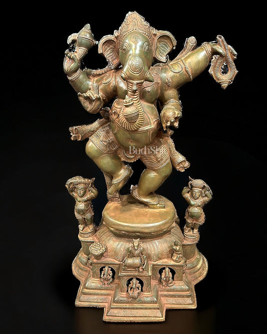 Large Brass Dancing Ganesha Statue - 40 Inch - Budhshiv.com