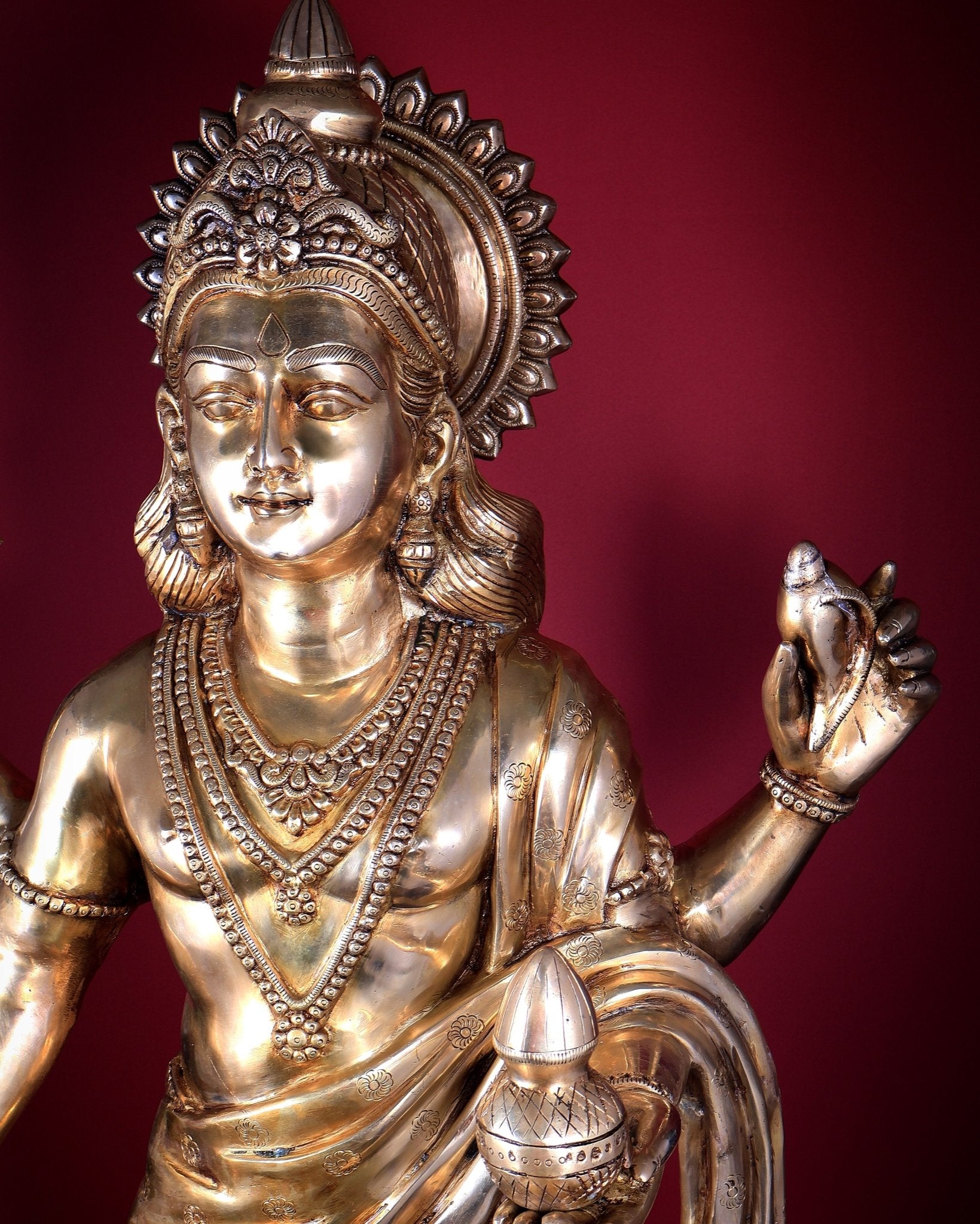 Large Brass Dhanvantari Statue 50 Inch | Lord of Ayurveda | 60 Kg - Budhshiv.com