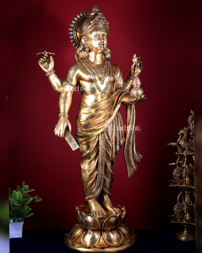 Large Brass Dhanvantari Statue 50 Inch | Lord of Ayurveda | 60 Kg - Budhshiv.com