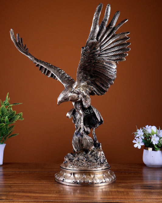 Large Brass Eagle Statue with Open Wings – Vastu Approved Statement Sculpture - Budhshiv.com