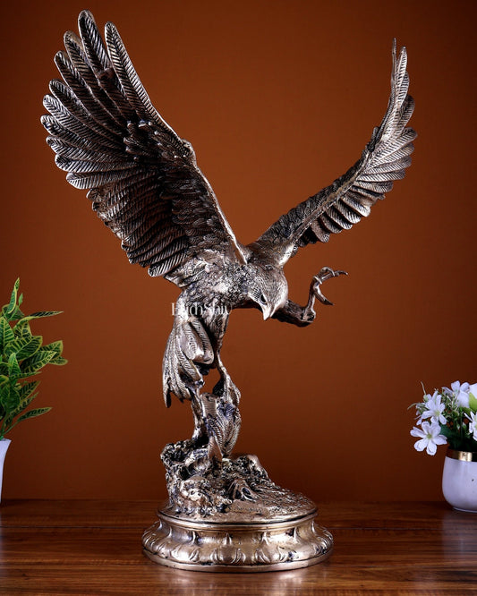 Large Brass Eagle Statue with Open Wings – Vastu Approved Statement Sculpture - Budhshiv.com