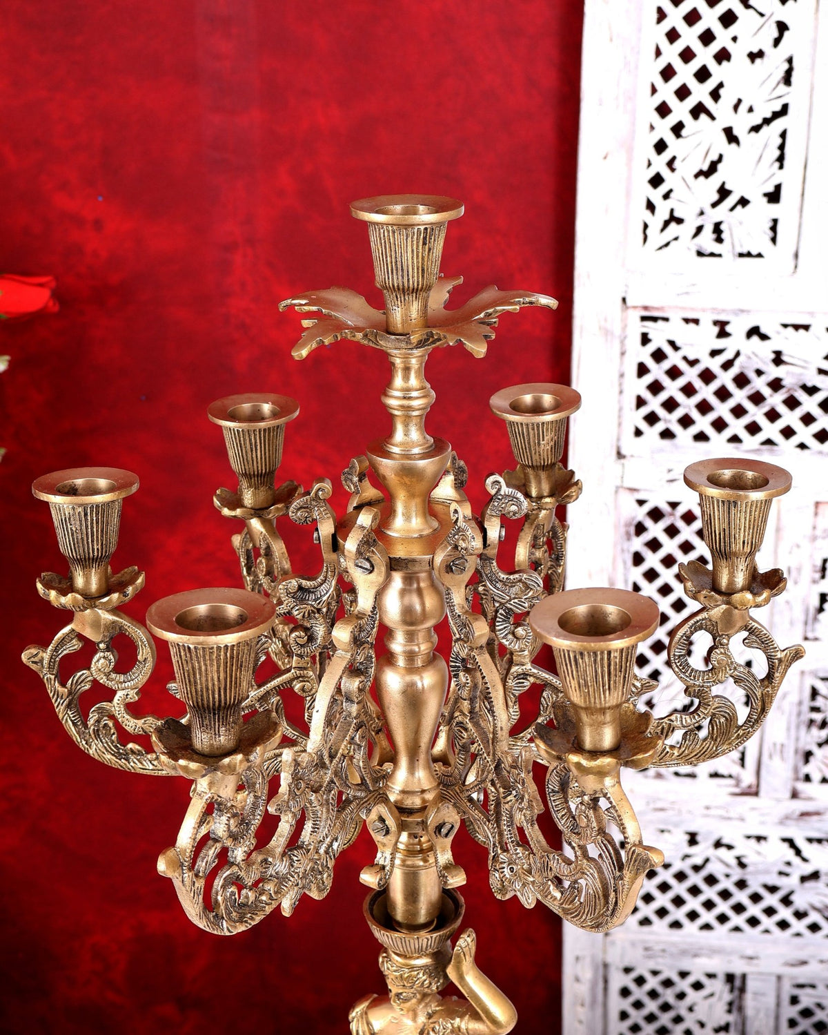 Large Brass English Lady Candle Holder Classical Decor 24 inch - Budhshiv.com