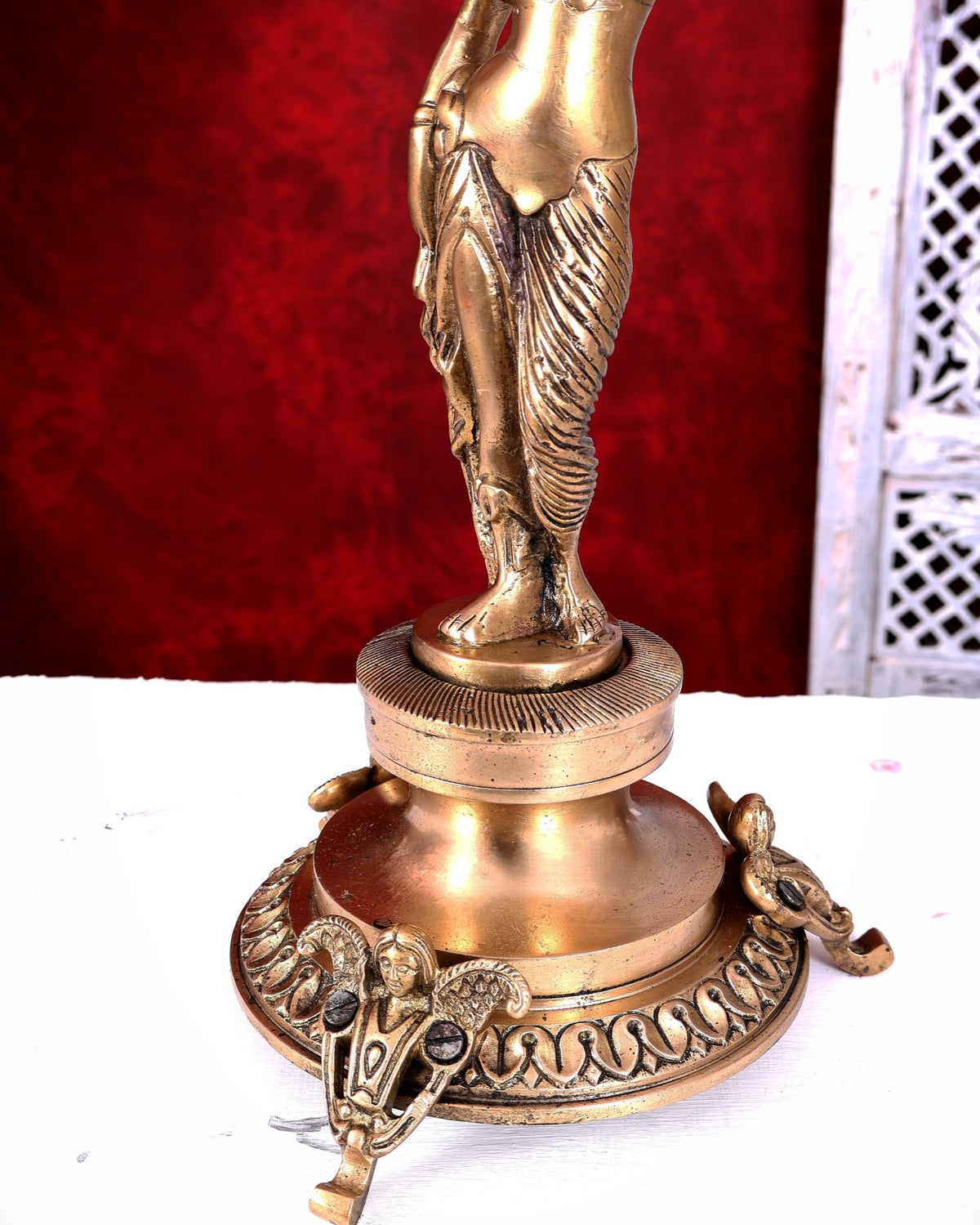 Large Brass English Lady Candle Holder Classical Decor 24 inch - Budhshiv.com