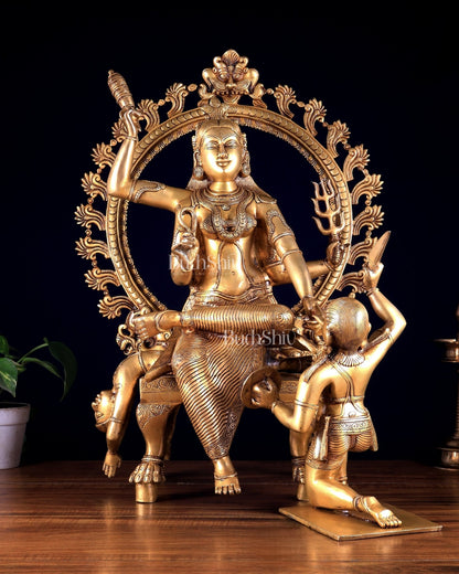 Large Brass Goddess Baglamukhi Statue – Handcrafted Masterpiece 29 inch - Budhshiv.com