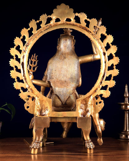 Large Brass Goddess Baglamukhi Statue – Handcrafted Masterpiece 29 inch - Budhshiv.com