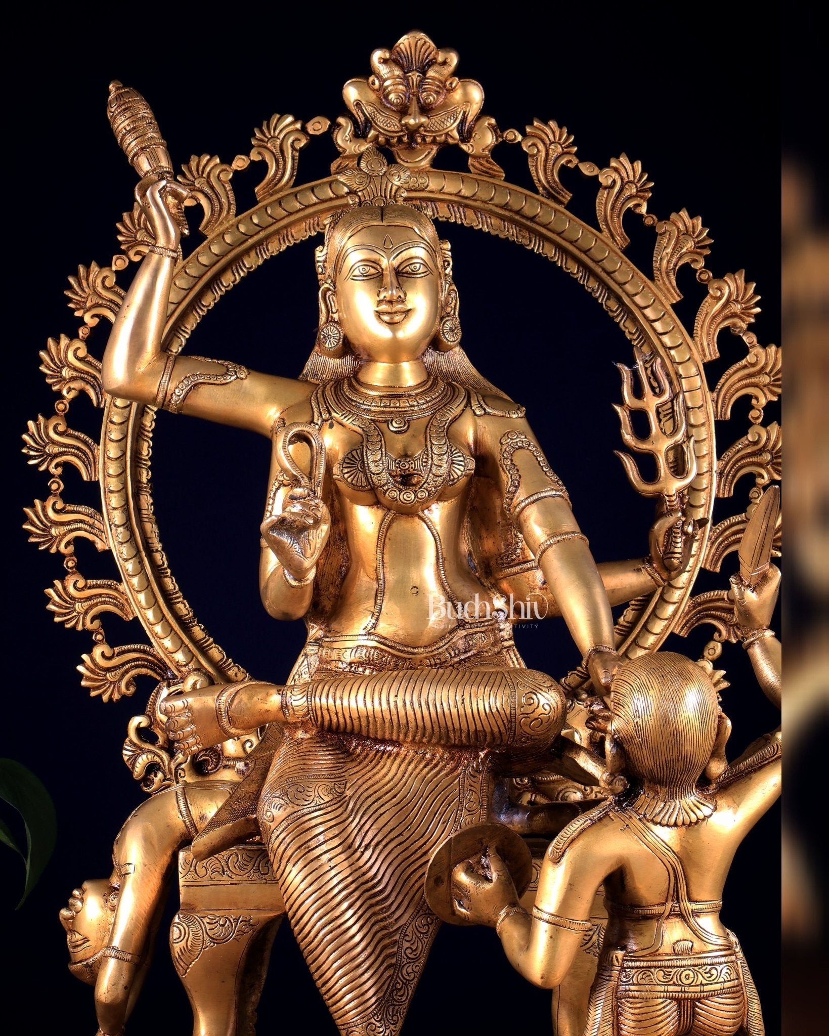 Large Brass Goddess Baglamukhi Statue – Handcrafted Masterpiece 29 inch - Budhshiv.com
