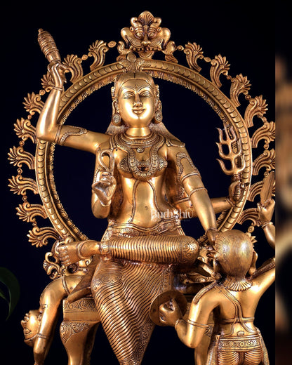 Large Brass Goddess Baglamukhi Statue – Handcrafted Masterpiece 29 inch - Budhshiv.com