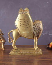 Large Brass Kaila Devi Chamunda Mata Idol – 12.5" | Divine Handcrafted Sculpture - Budhshiv.com