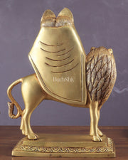 Large Brass Kaila Devi Chamunda Mata Idol – 12.5" | Divine Handcrafted Sculpture - Budhshiv.com