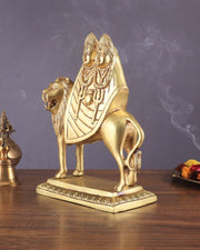 Large Brass Kaila Devi Chamunda Mata Idol – 12.5" | Divine Handcrafted Sculpture - Budhshiv.com