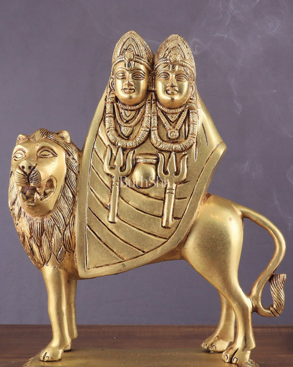 Large Brass Kaila Devi Chamunda Mata Idol – 12.5" | Divine Handcrafted Sculpture - Budhshiv.com