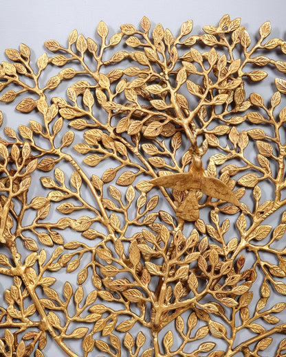 Large Brass Kalpavriksha Bodhi Tree Wall Hanging – 3 Feet Sacred Tree of Life Décor - Budhshiv.com