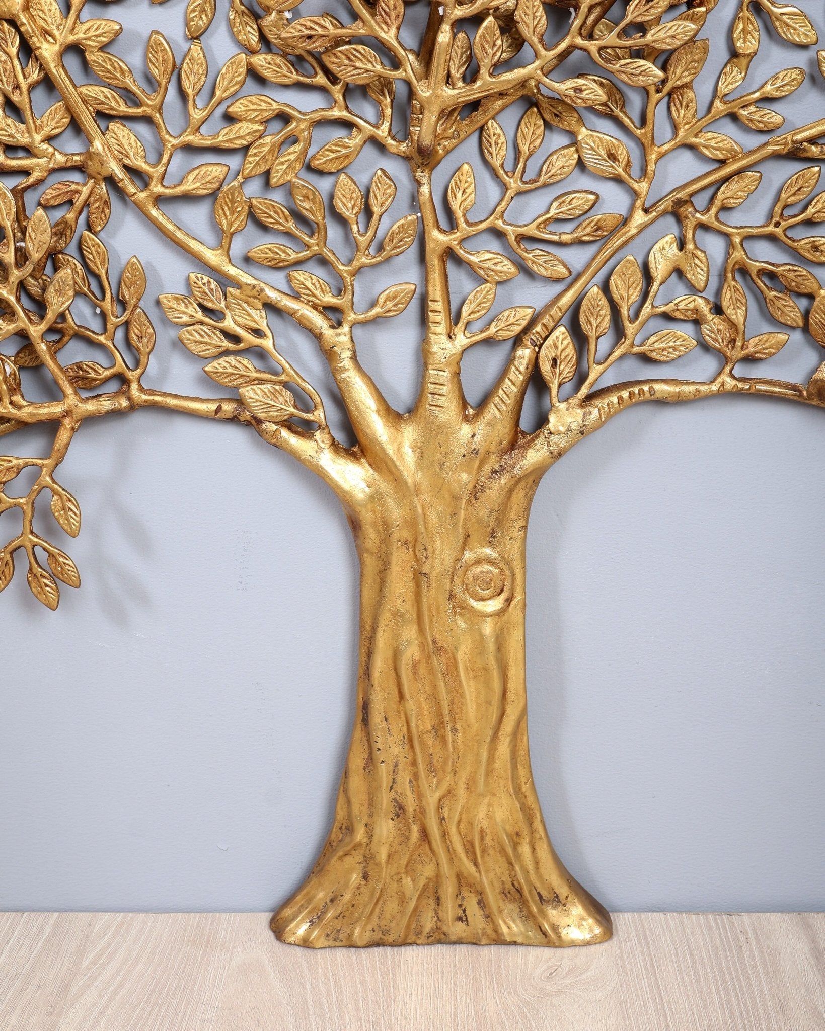 Large Brass Kalpavriksha Bodhi Tree Wall Hanging – 3 Feet Sacred Tree of Life Décor - Budhshiv.com
