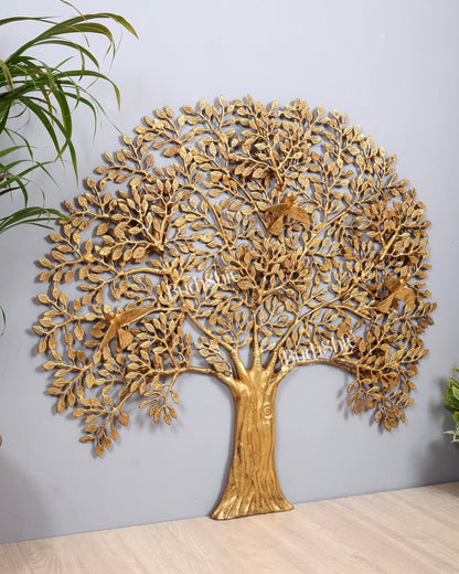 Large Brass Kalpavriksha Bodhi Tree Wall Hanging – 3 Feet Sacred Tree of Life Décor - Budhshiv.com