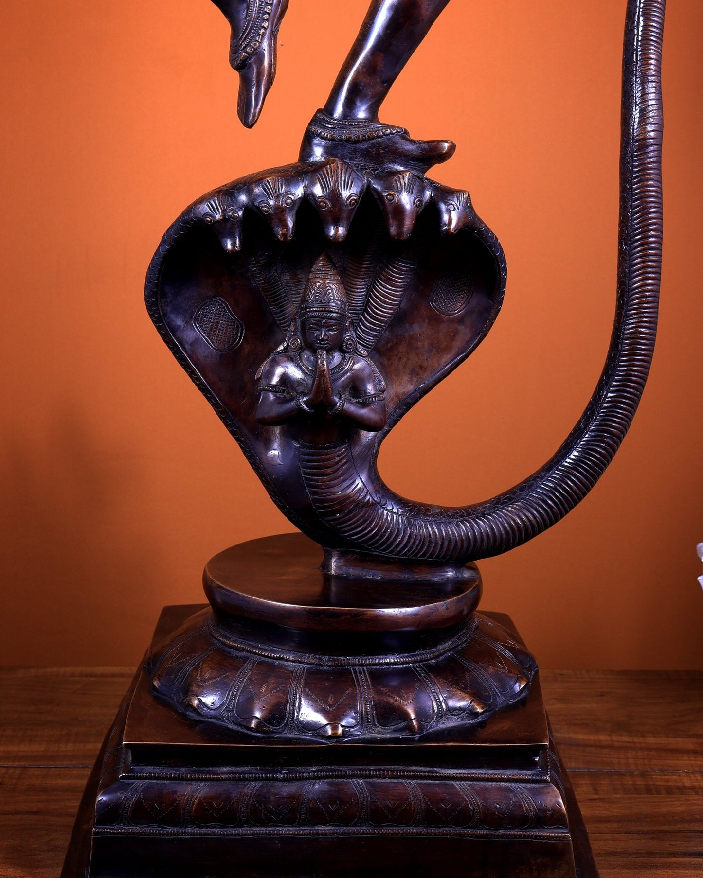 Large Brass Krishna Dancing on Kaliya Naag – 42” - Budhshiv.com