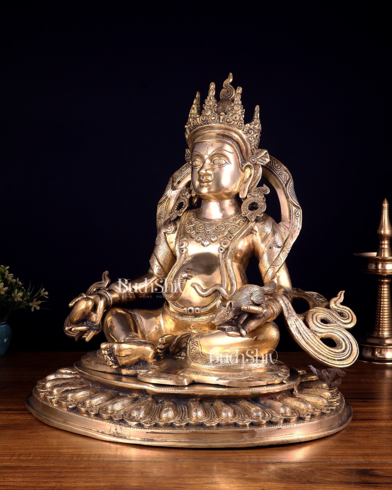 Large Brass Kubera Statue god of wealth - Budhshiv.com