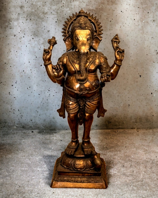 Large Brass Lord Ganesha Sculpture - 51 Inch - Budhshiv.com