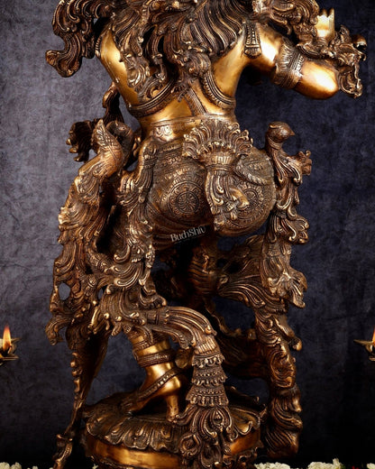 Large brass Lord Krishna Statue - 46 inch - Budhshiv.com
