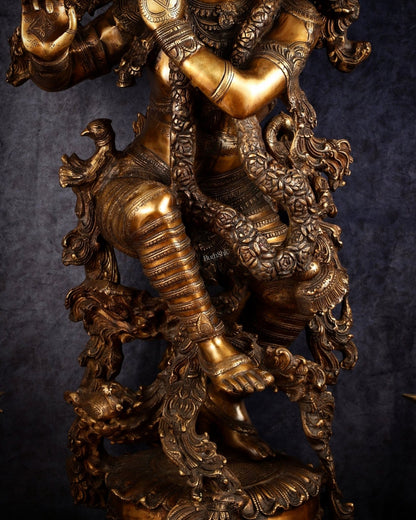 Large brass Lord Krishna Statue - 46 inch - Budhshiv.com