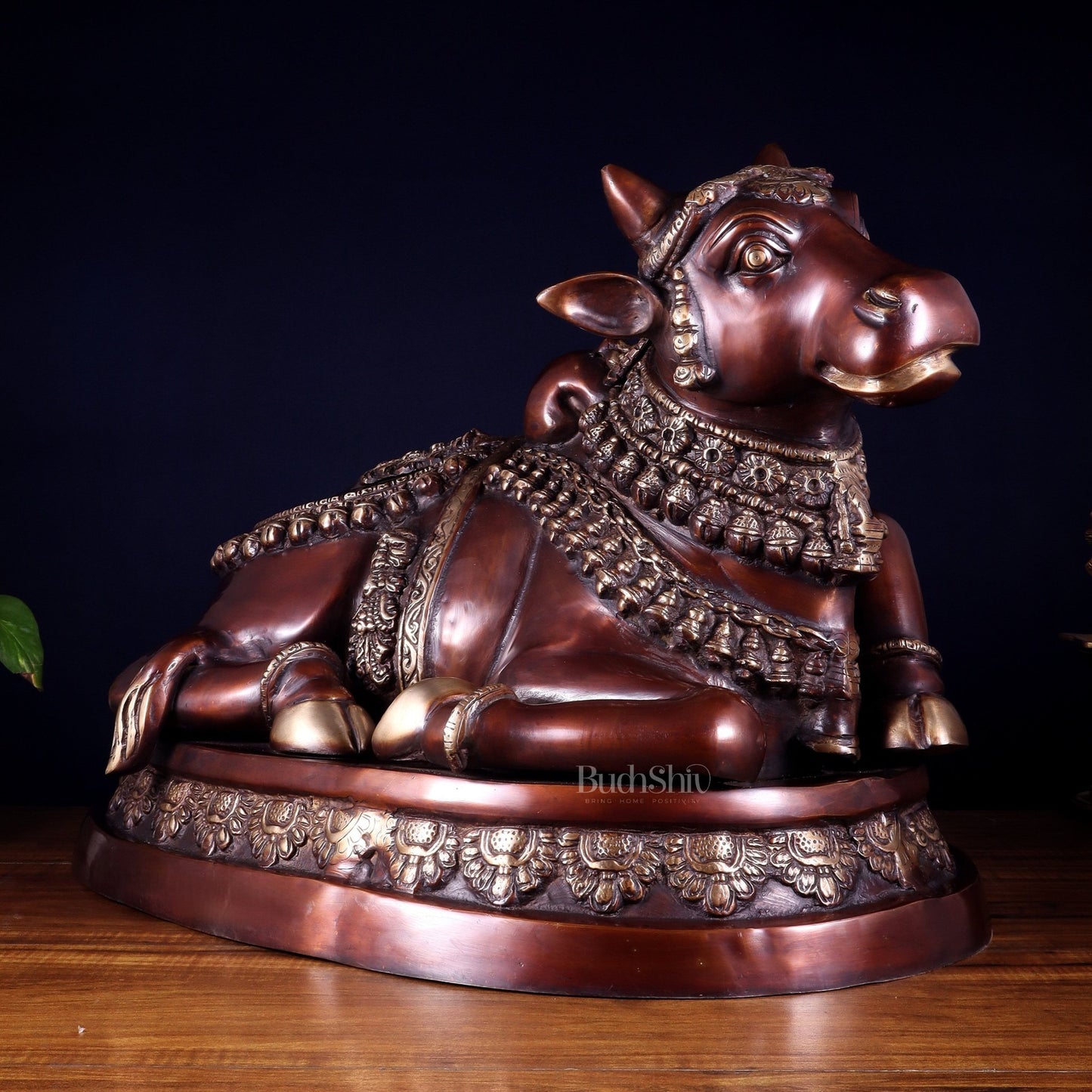Large brass Nandi Statue 22 inch brown tone - Budhshiv.com