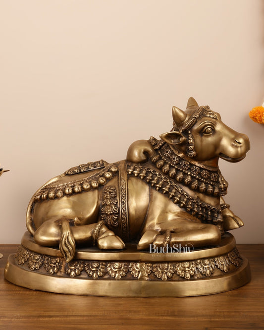 Large brass Nandi Statue 22 inch - Budhshiv.com