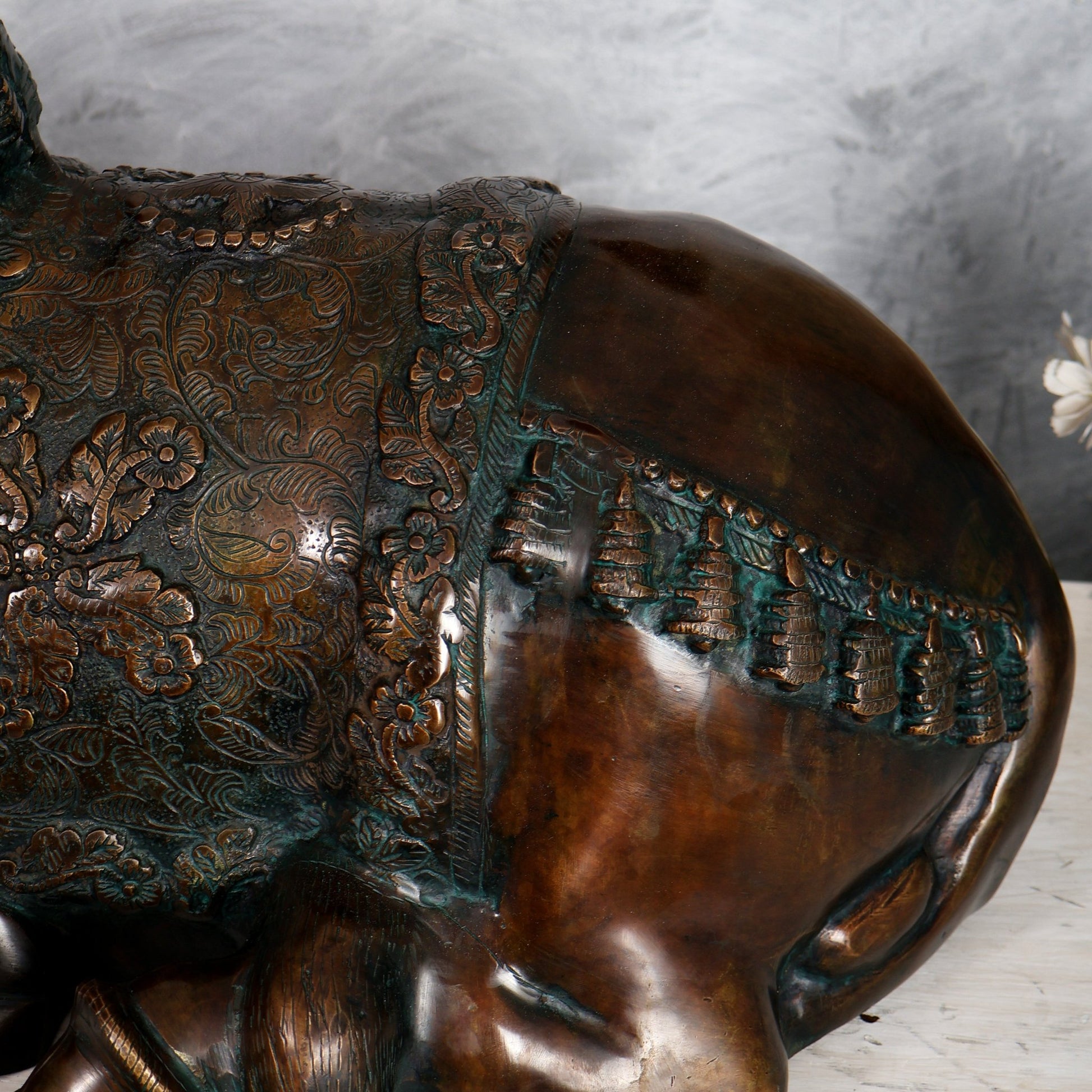 Large Brass Nandi Statue 35 inch Antique bronze tone - Budhshiv.com