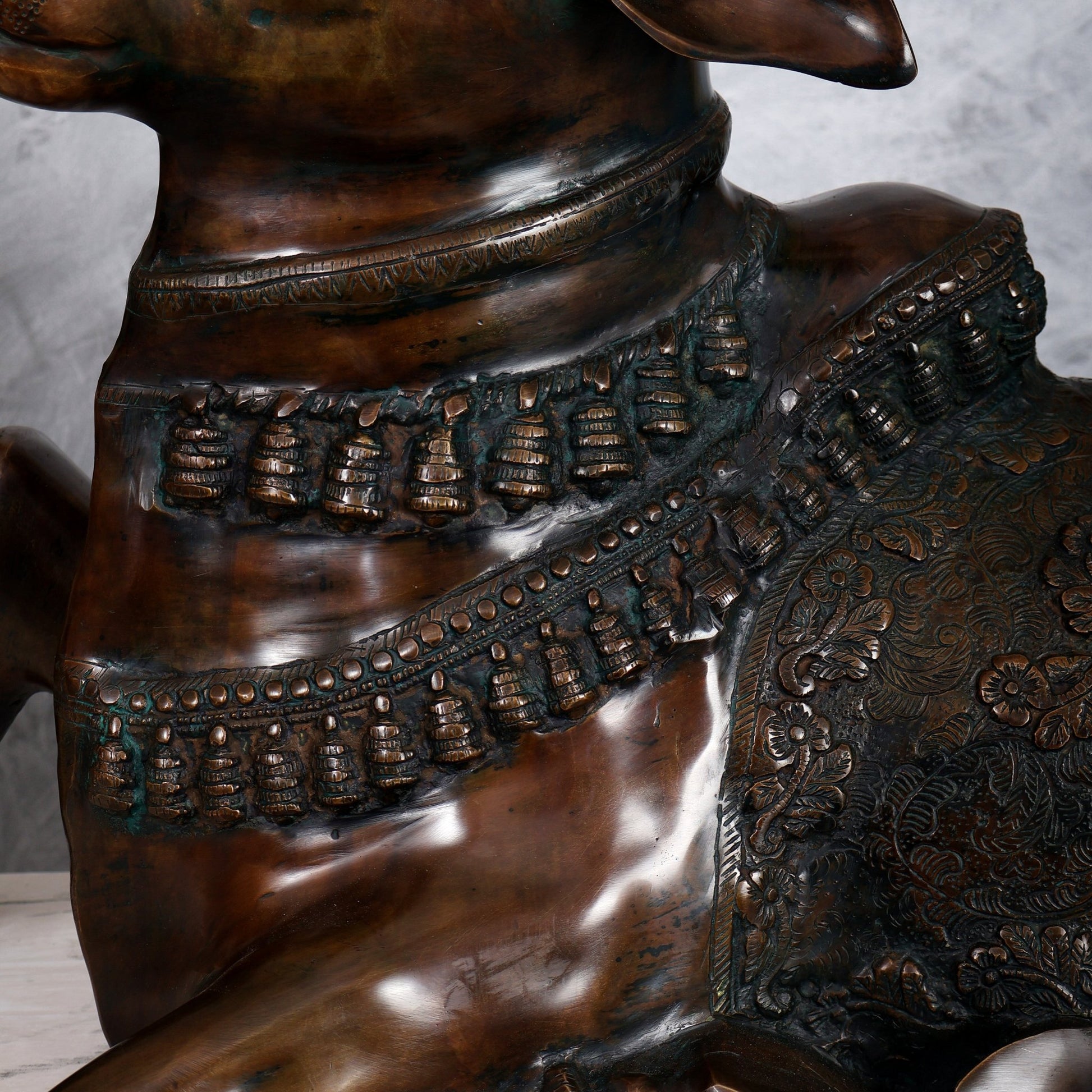 Large Brass Nandi Statue 35 inch Antique bronze tone - Budhshiv.com