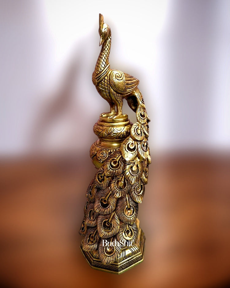 Large Brass Peacock Showpiece 20" - Budhshiv.com