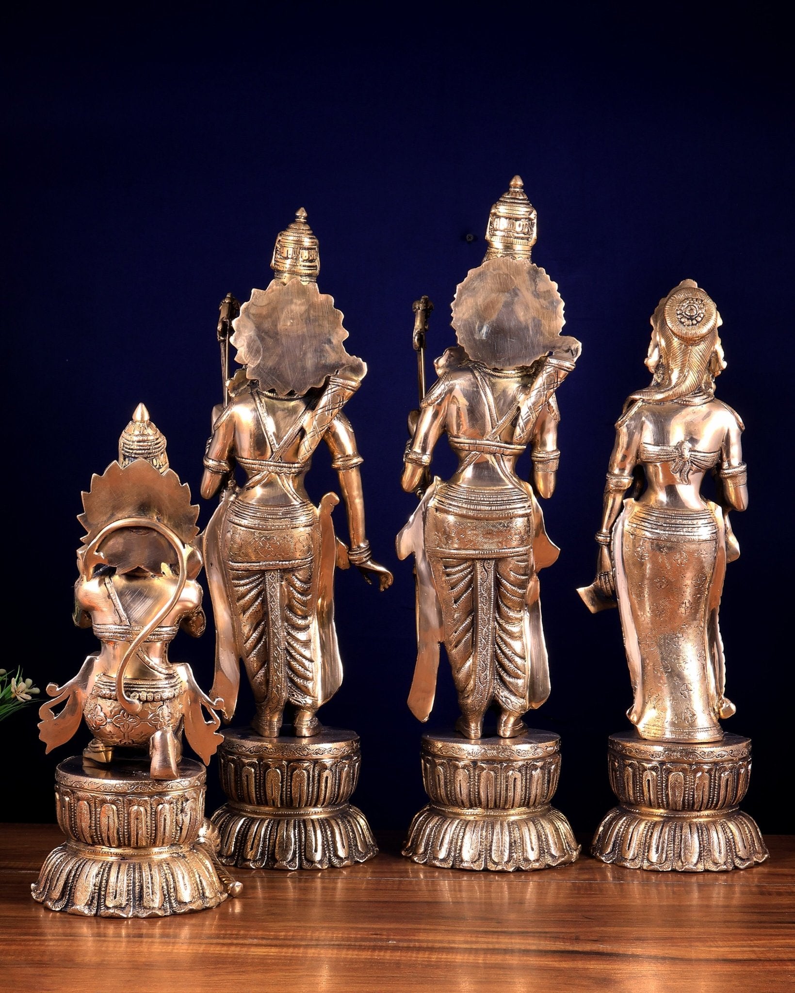 Large Brass Ram Darbar Set Superfine idols 24" matte finish - Budhshiv.com