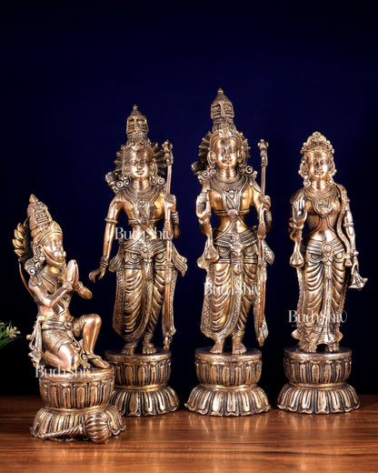 Large Brass Ram Darbar Set Superfine idols 24" matte finish - Budhshiv.com