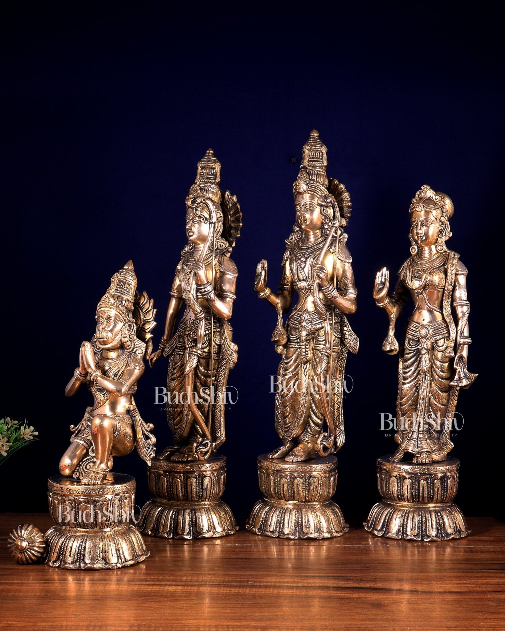 Large Brass Ram Darbar Set Superfine idols 24" matte finish - Budhshiv.com
