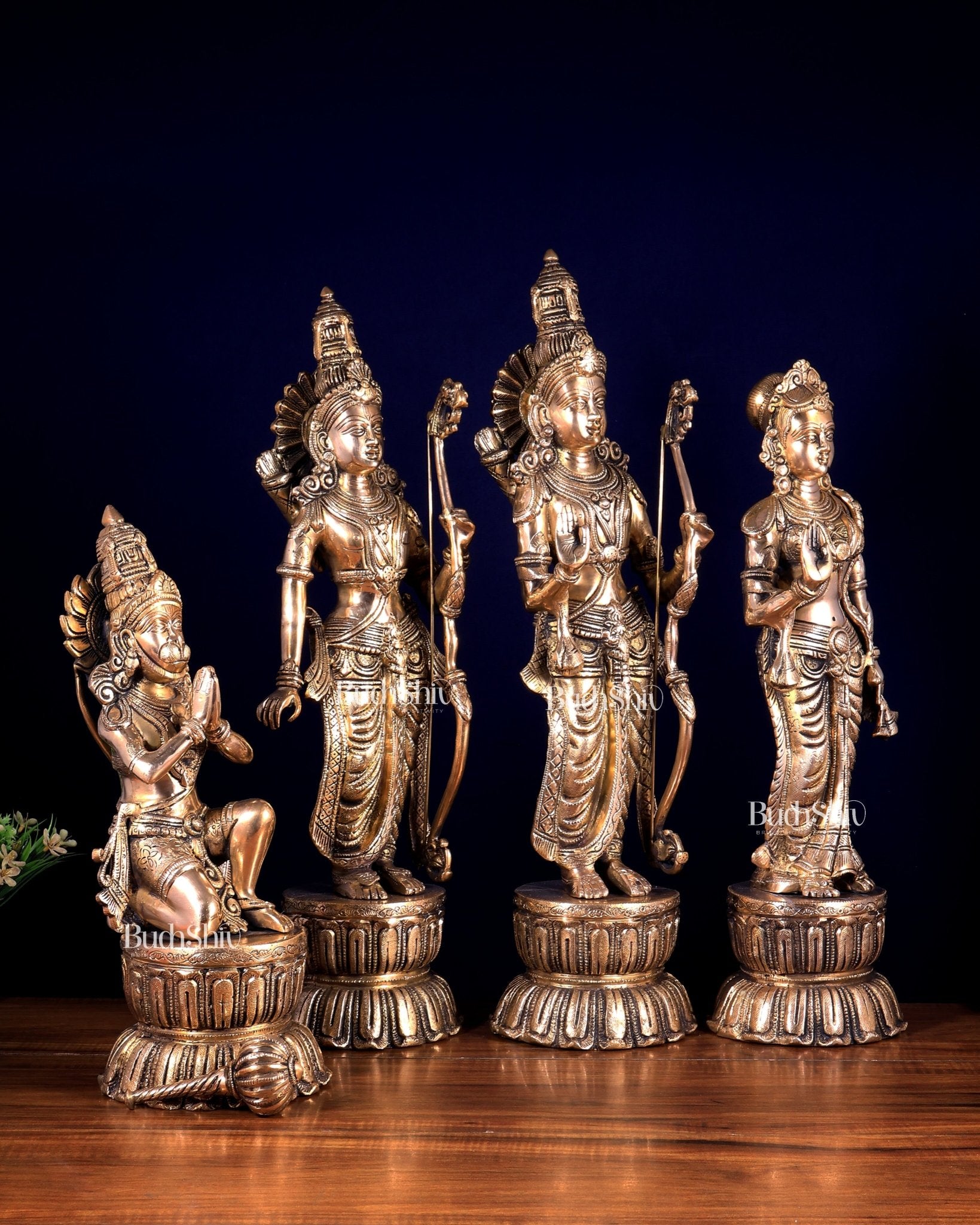 Large Brass Ram Darbar Set Superfine idols 24" matte finish - Budhshiv.com