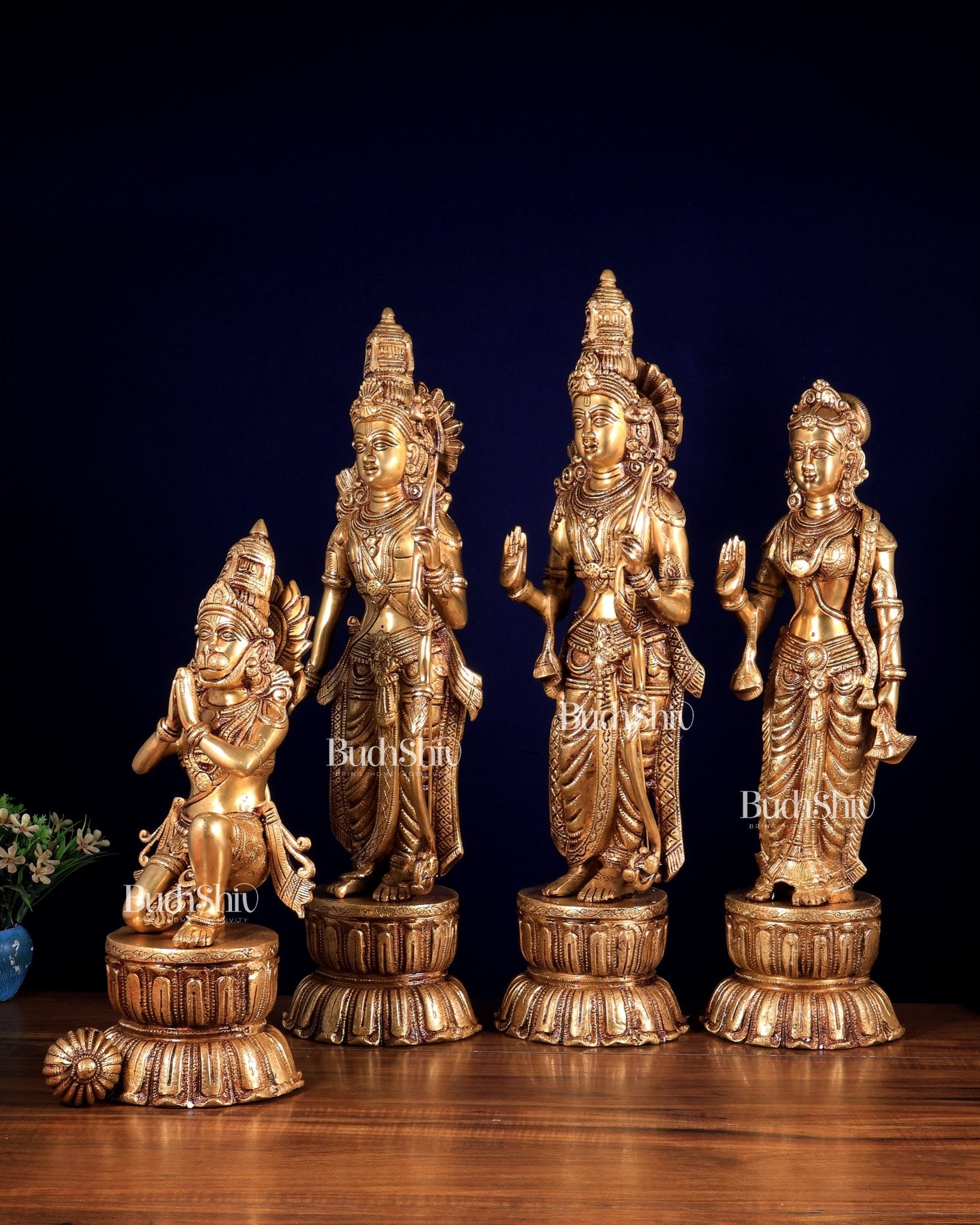 Large Brass Ram Darbar Set Superfine idols 24" - Budhshiv.com