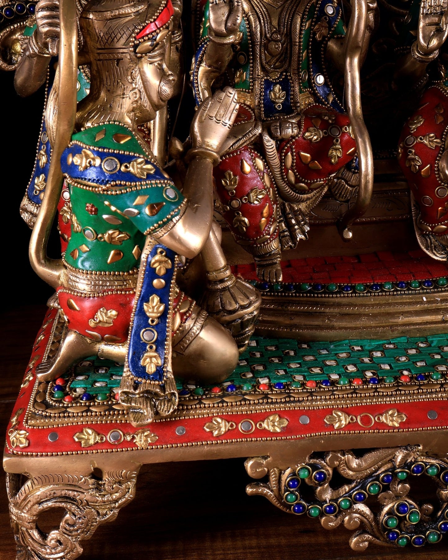 Large Brass Ram Darbar sitting Idol |(Ramapatabhishekam) 23" meenakari Stonework - Budhshiv.com