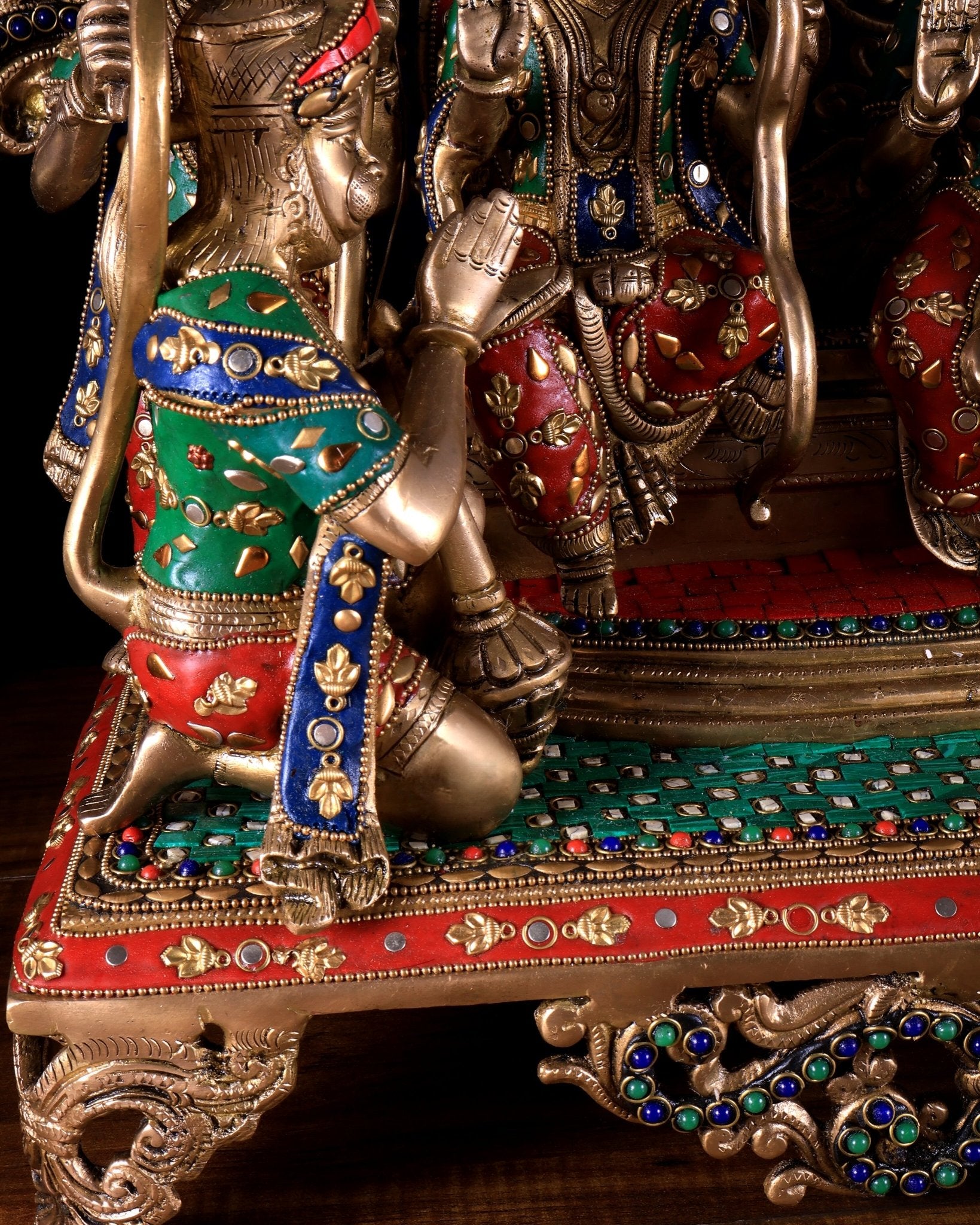 Large Brass Ram Darbar sitting Idol |(Ramapatabhishekam) 23" meenakari Stonework - Budhshiv.com