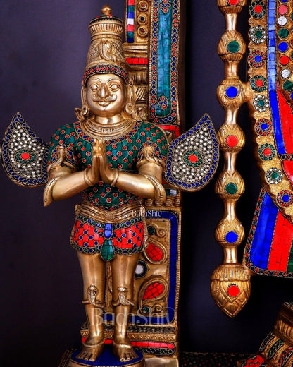 Large Brass Tirupati Balaji Sculpture 60" Lord Venkateshwara darbar - Budhshiv.com