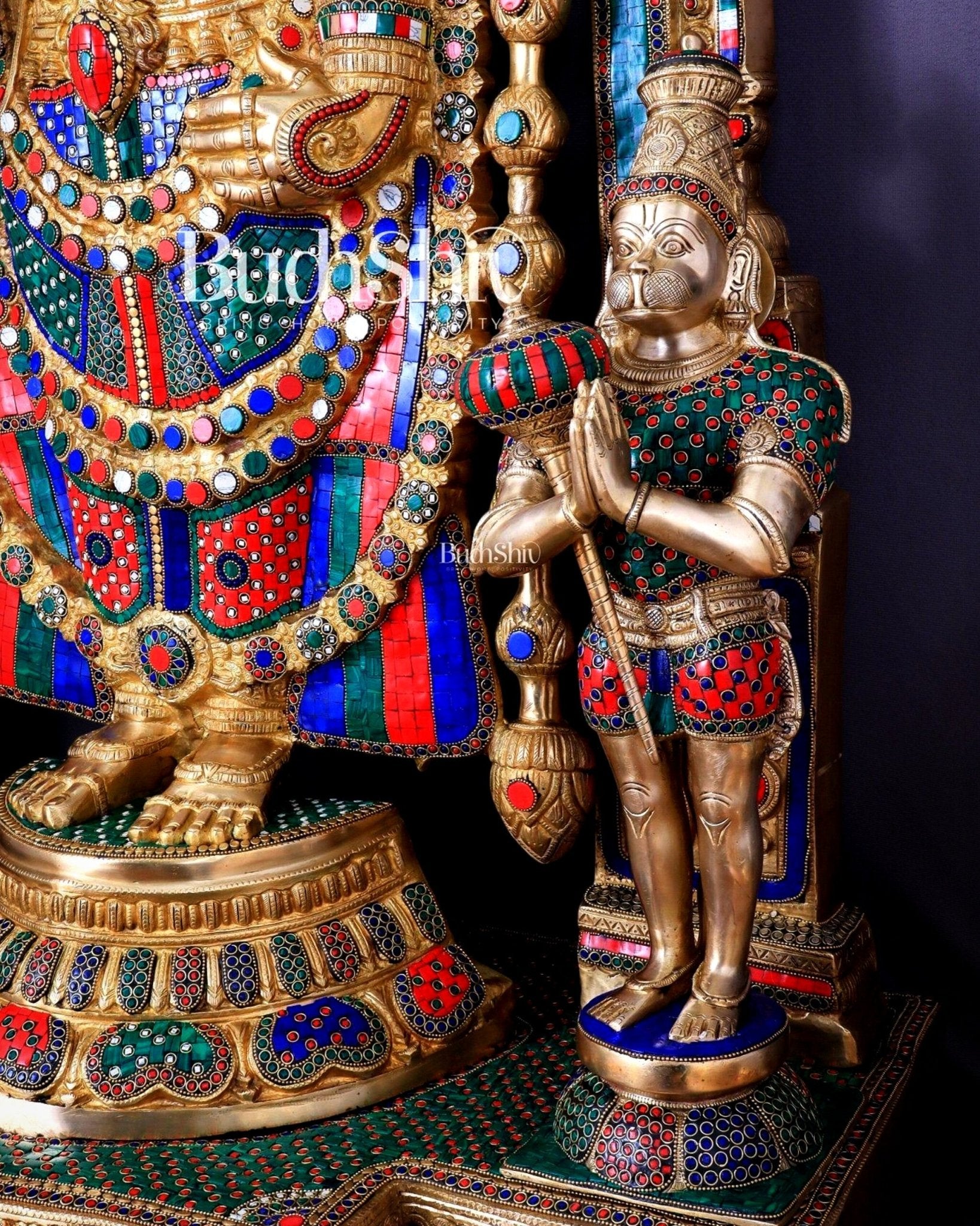 Large Brass Tirupati Balaji Sculpture 60" Lord Venkateshwara darbar - Budhshiv.com