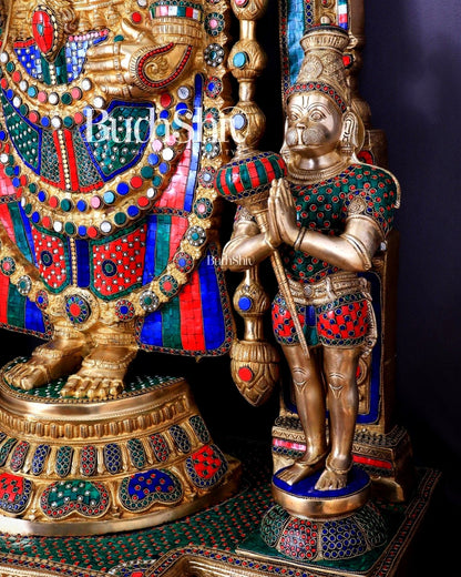 Large Brass Tirupati Balaji Sculpture 60" Lord Venkateshwara darbar - Budhshiv.com