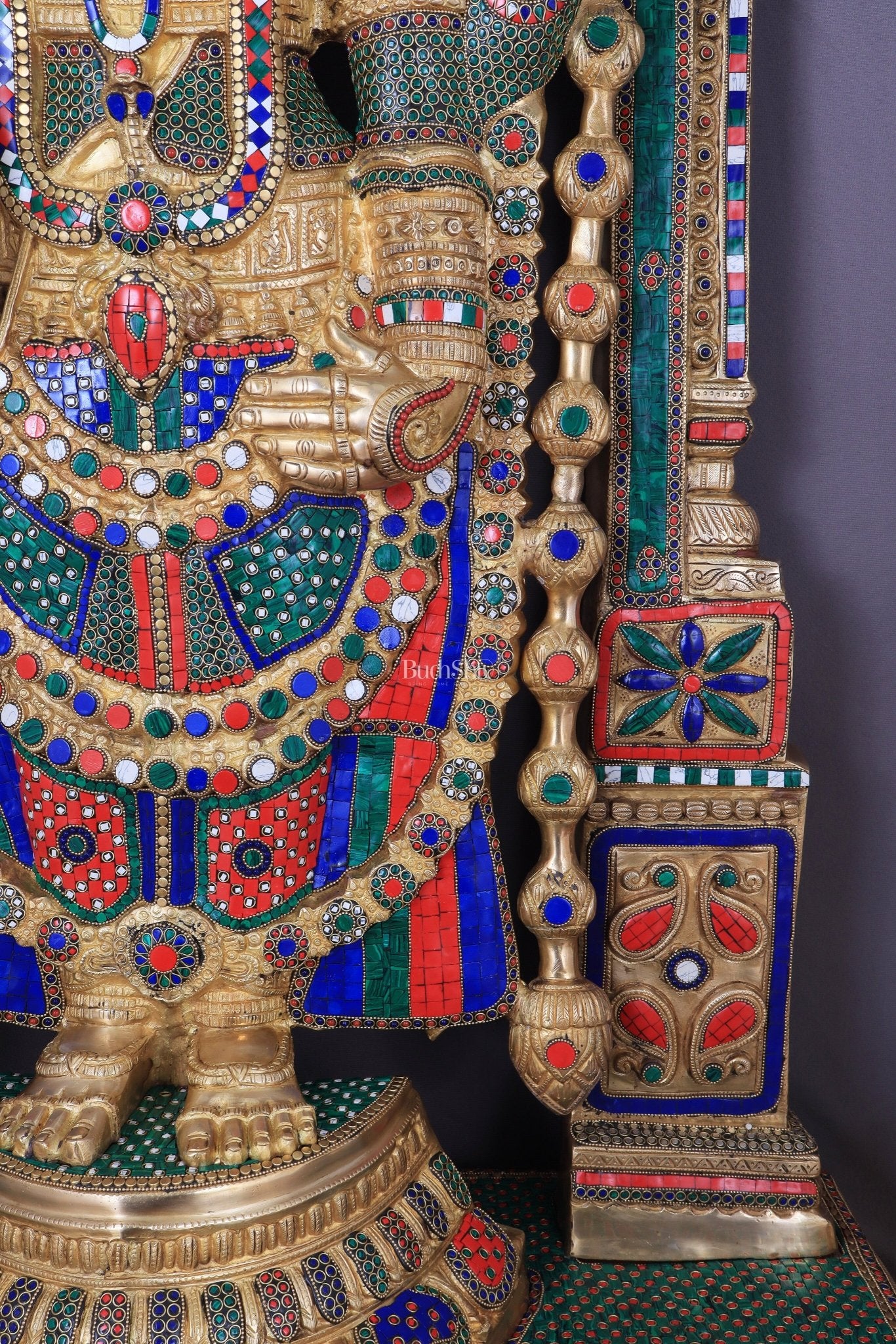 Large Brass Tirupati Balaji Sculpture with Kirtimukha Thiruvarchi Prabhavali 60" - Budhshiv.com