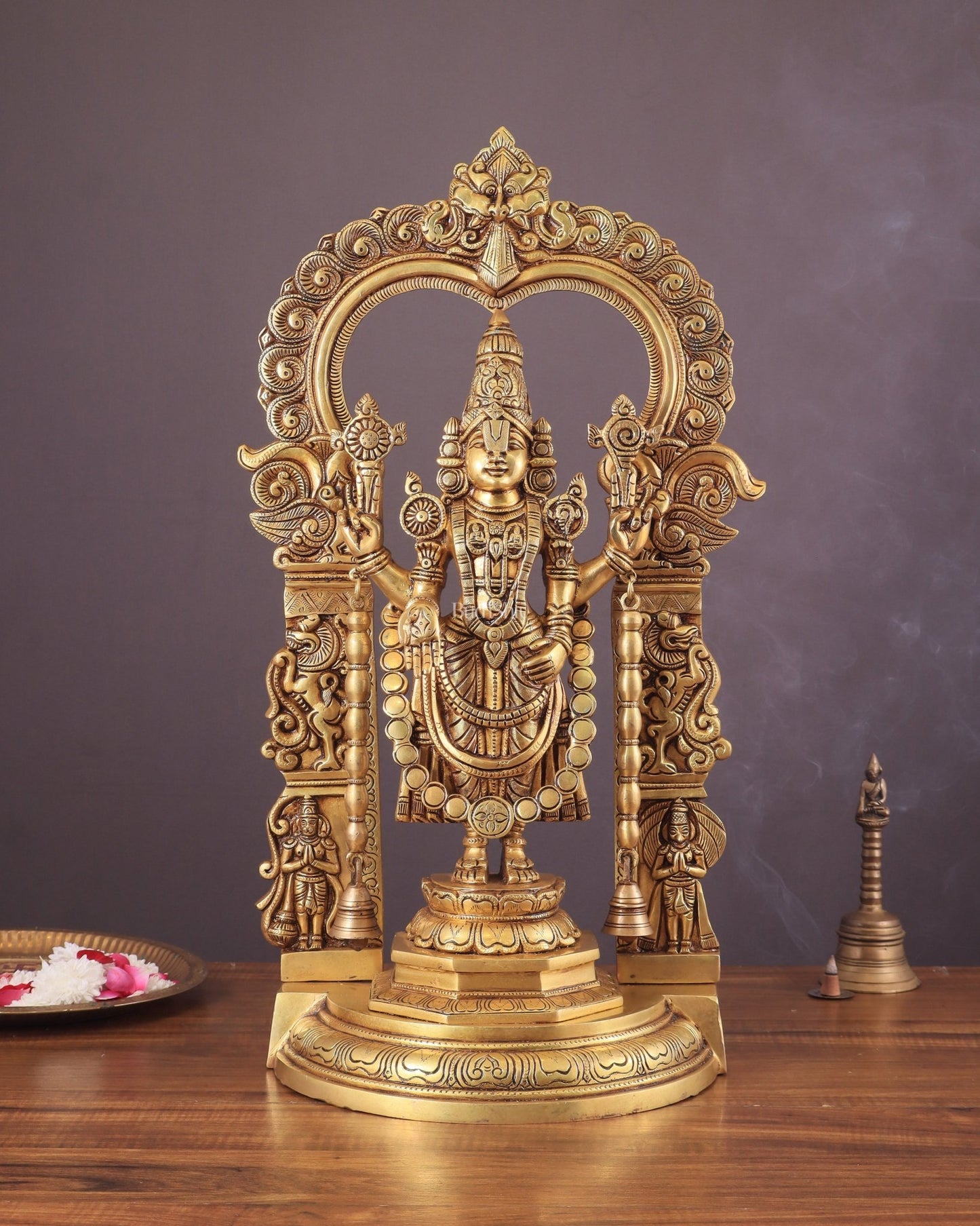 Large Brass Tirupati Balaji Statue with Hanuman and Garuda – 22 Inch - Budhshiv.com
